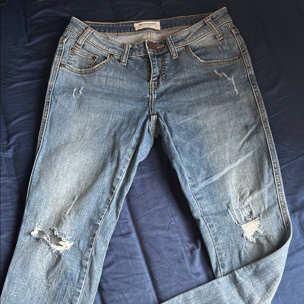 One Teaspoon Blue Skinny Distressed Jeans
